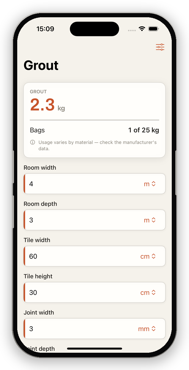 TileWright app – How to Calculate Grout