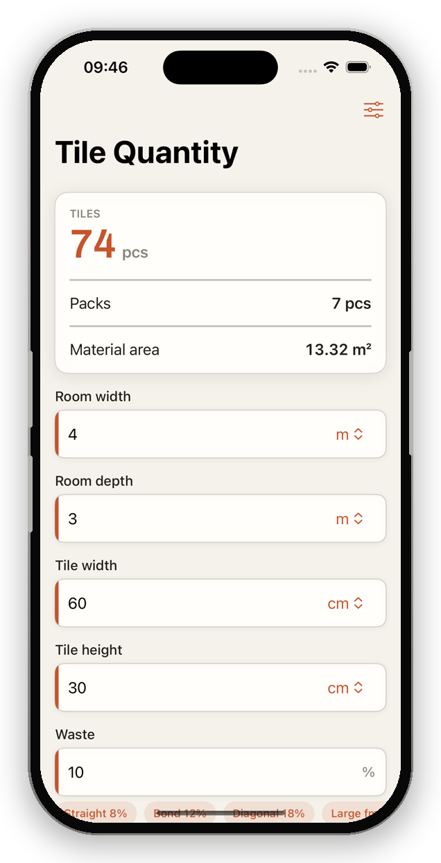 TileWright app – Large-Format Tiles: Calculating Waste