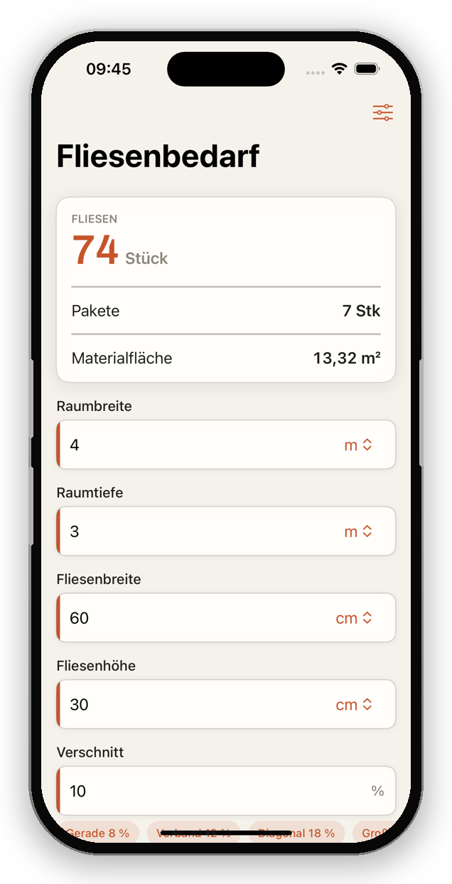 TileWright App – Bodenfliesen berechnen